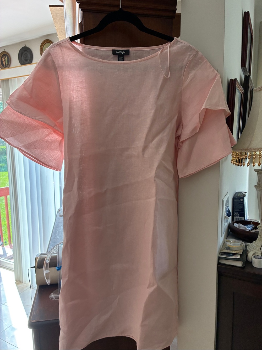 Lord & Taylor Soft Pink Ruffle Sleeve Tunic dress